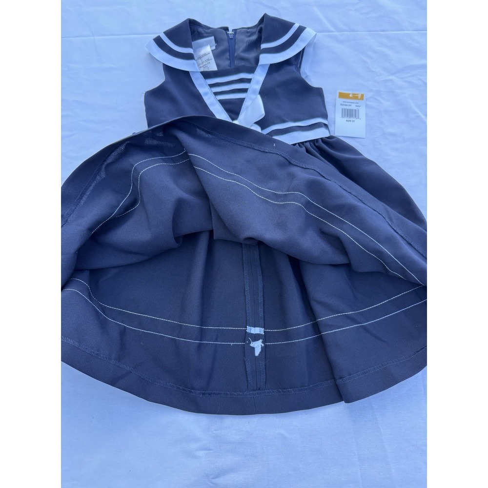 New Bonnie Jean Girls Nautical Sailor Navy Blue Party Dress Toddler 3T - Picture 10 of 15